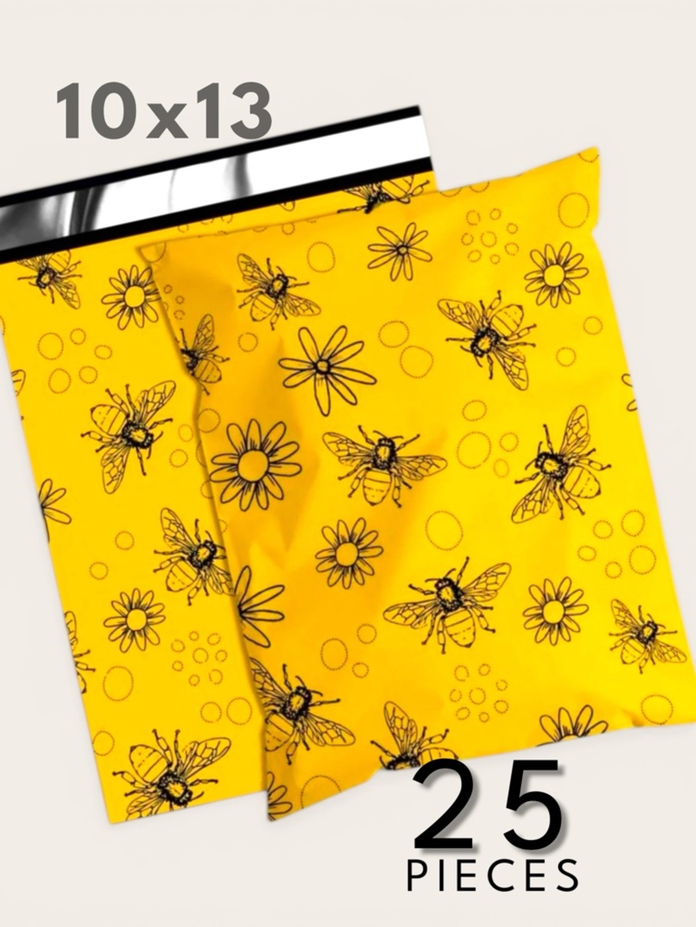 10x13 Polymailers 25 Pack Yellow Bee Summer Shipping Bags Boutique Mailers